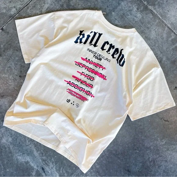 Kill Crew RELAXED FIT INNER DEMONS TOUR T-SHIRT - CREAM - Picture 1 of 4